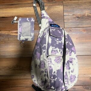Purple and Cream Kavu Sling Bag with wallet